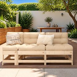 Concise Wooden Middle Sectional Sofa Set