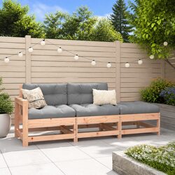 Wooden Garden Lounge Set 3 Piece Outdoor Sectional Sofa with Cushions Patio