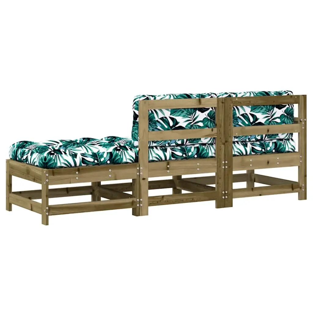 Garden Lounge Set 3 Piece Outdoor Sectional Sofa with Cushions Wood Patio