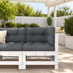 Corner Sofa with Cushions White Solid Pine Wood Outdoor Sectional Patio Garden