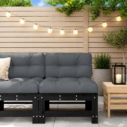 Black Outdoor Middle Sofa with Cushions