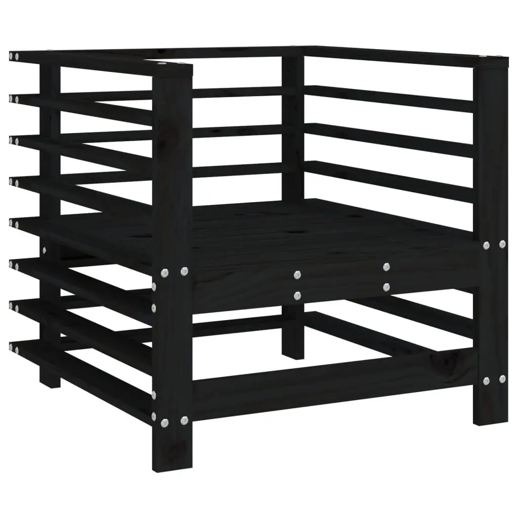 Outdoor Garden Chairs with Cushions 2 pcs Black Wood Patio Seating Set