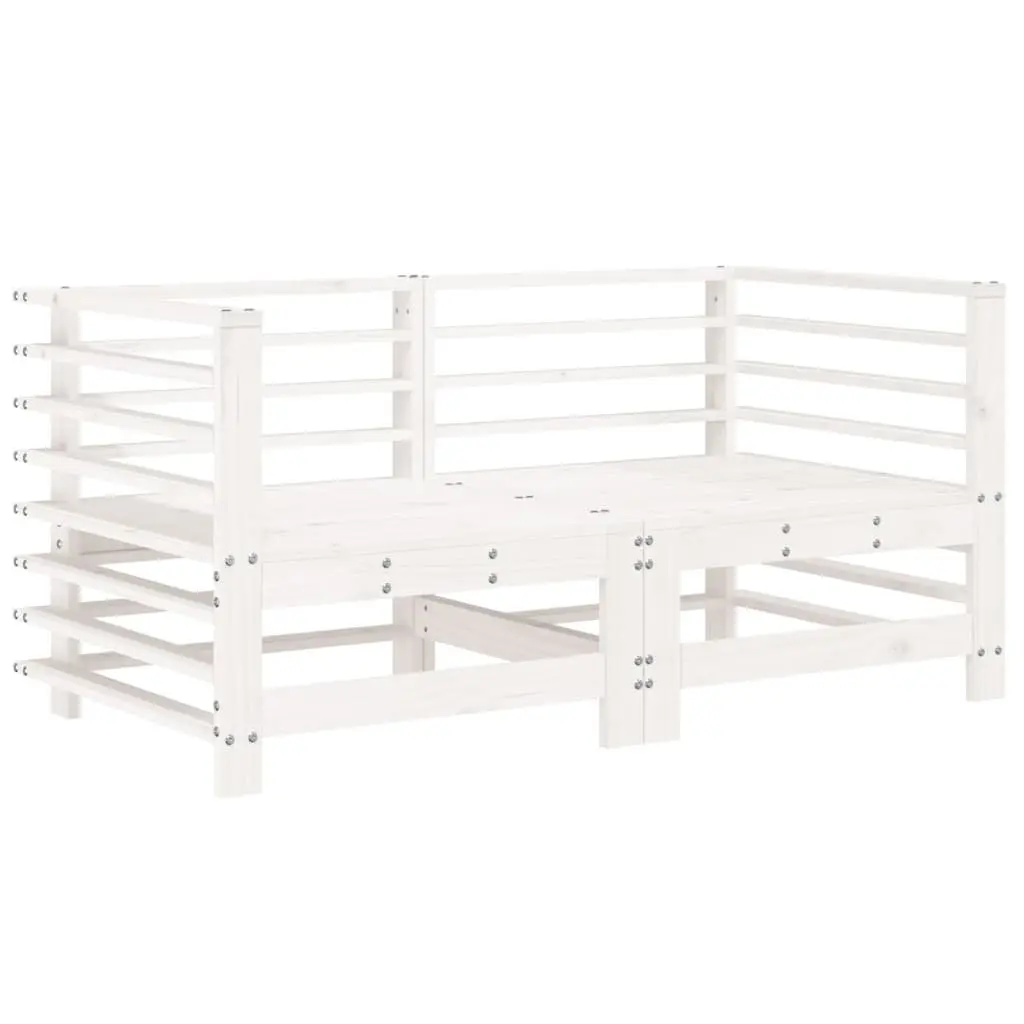 Corner Sofa Sectional Unit White Solid Wood Pine Cushions Outdoor Garden Patio