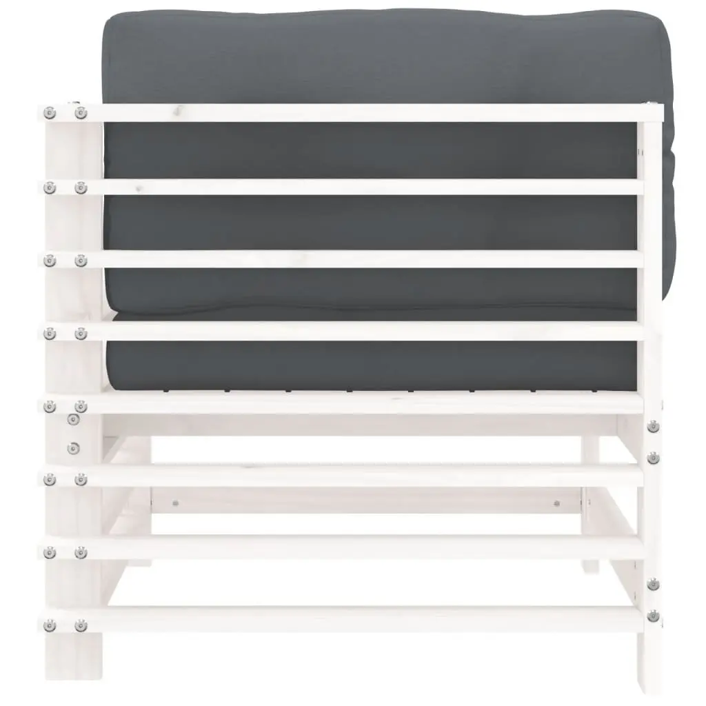 Corner Sofa Sectional Unit White Solid Wood Pine Cushions Outdoor Garden Patio