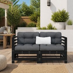 Black Corner Sectional Sofa with Cushions