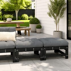Compact Outdoor Footstools with Cushions - Set of 2, Black
