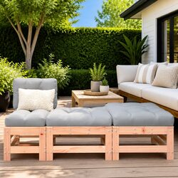 Garden Footstools with Cushions 2pcs Outdoor Seating Patio Furniture Brown