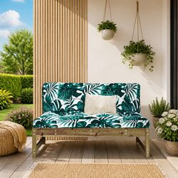 Outdoor Middle Sofa 120x80 cm Impregnated Pine Wood Patio Sectional Seating