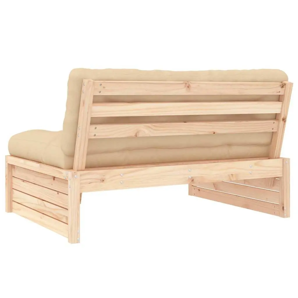 Outdoor Middle Sofa 120x80 cm Solid Pine Wood Sectional Garden Patio Seating