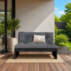 Black Middle Sofa for Outdoor Relaxation 120x80cm