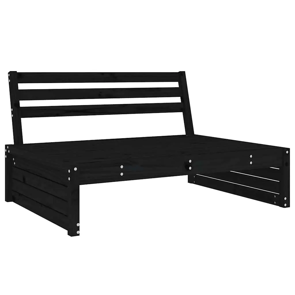 Modular Sectional Sofa Black 120x80cm Outdoor Wooden Middle Sofa with Cushions