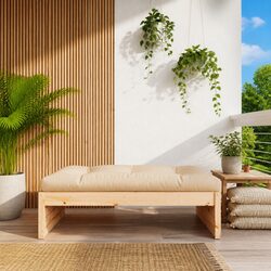 Compact Wooden Garden Footstool with Cushioned Seat