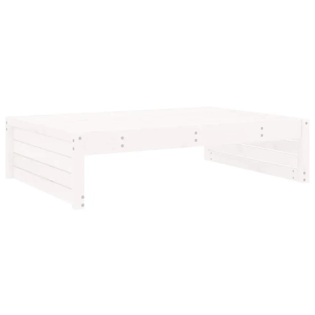 Garden Footstool White Solid Wood Pine Outdoor Seating Ottoman with Padded Cushion