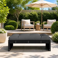 Black Garden Footstool Ottoman for Relaxation