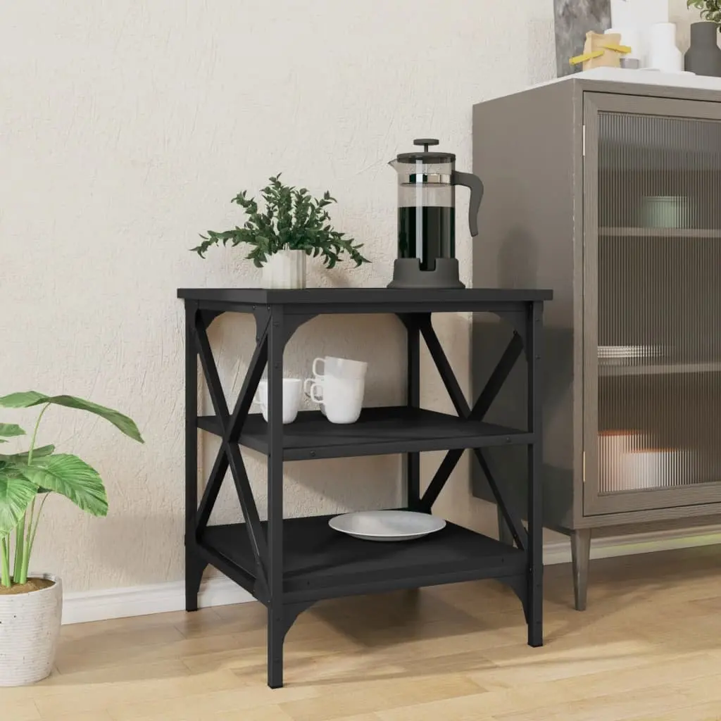 End Table Black Engineered Wood Storage Side Table Living Room Accent Furniture
