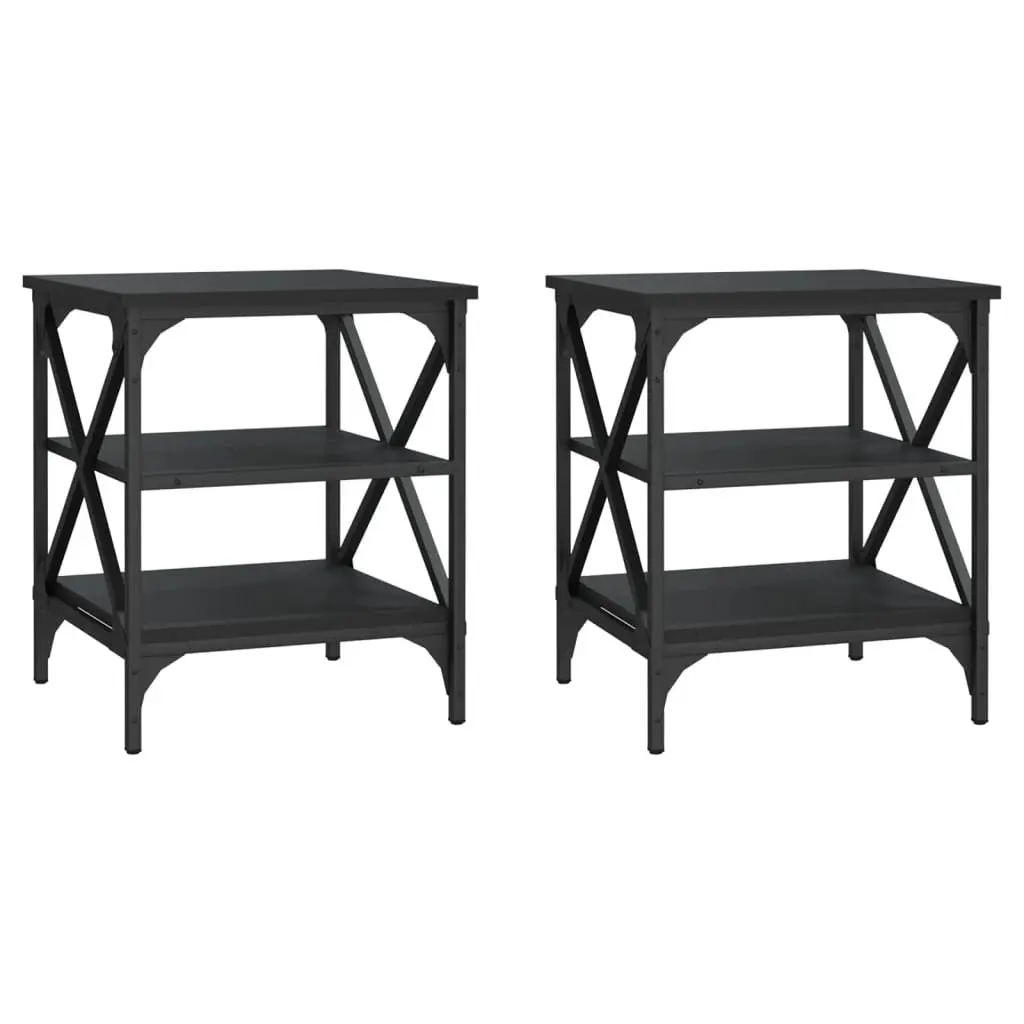 End Tables Black 40x42x50cm Industrial Style Storage Side Tables