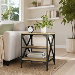 Brown Accent End Table with Storage Space