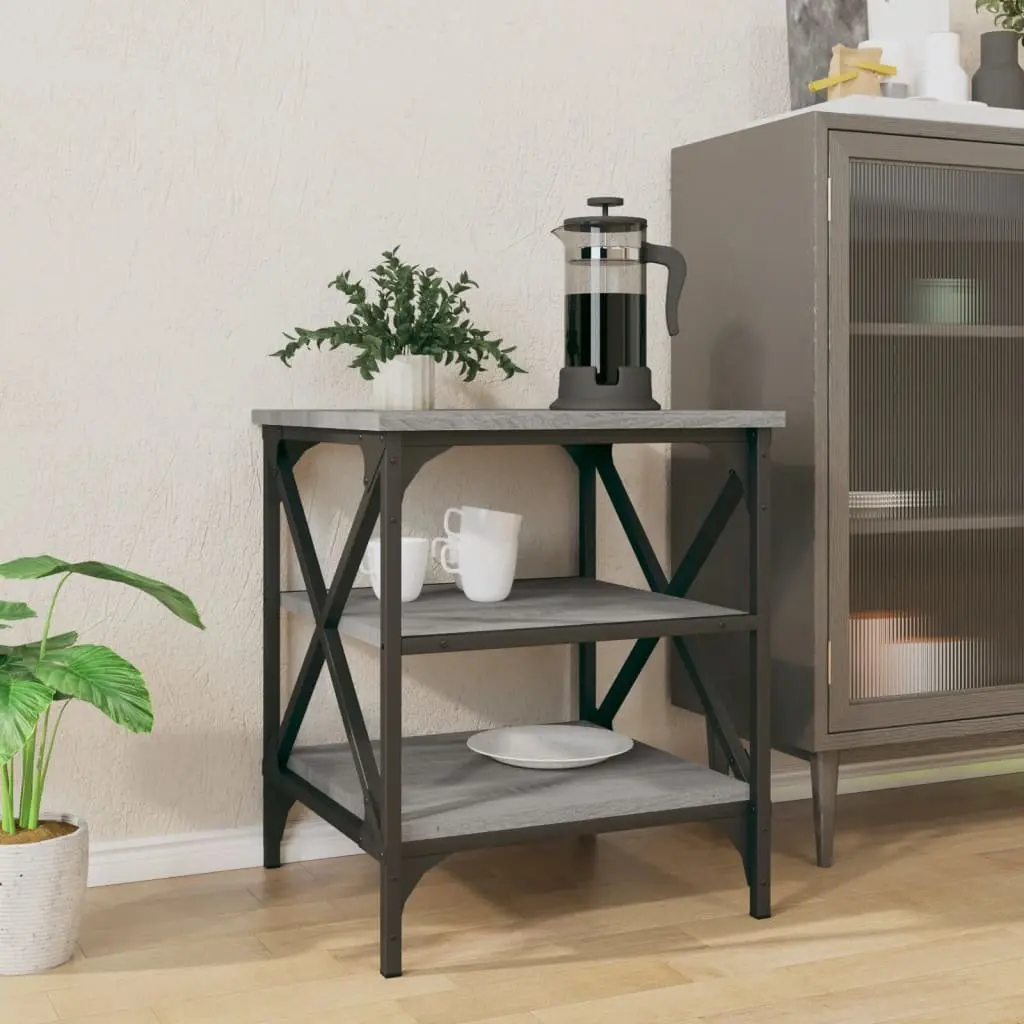 Side Table Grey Engineered Wood Storage Accent Furniture