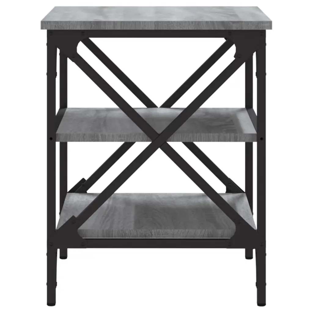 End Tables Grey 2 Piece Engineered Wood Side Table Storage Accent Furniture