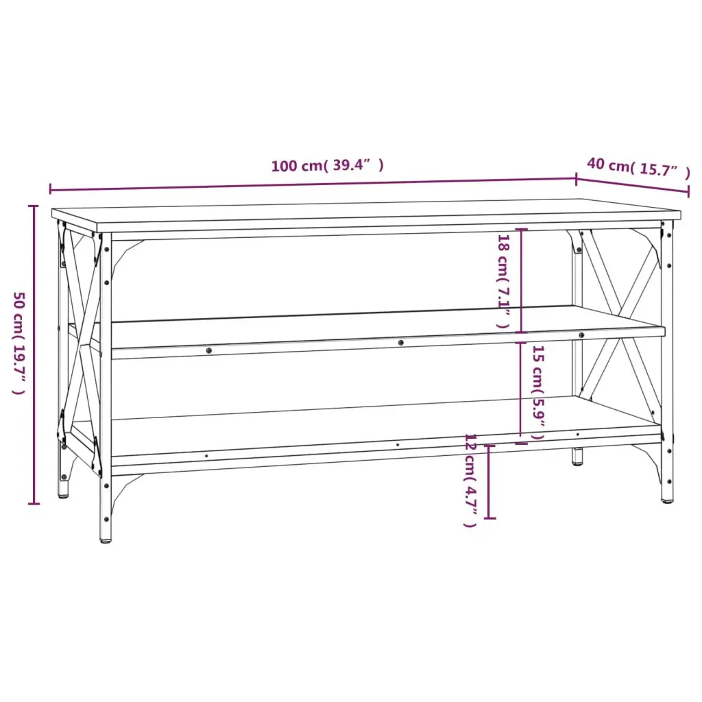 TV Cabinet Black Engineered Wood Industrial Style Storage Stand