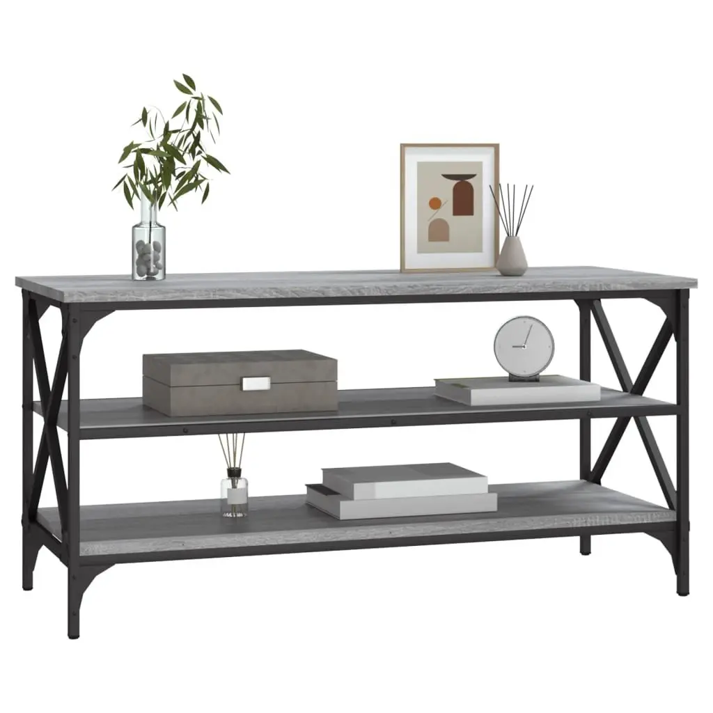 Industrial Style TV Cabinet Grey Engineered Wood Media Storage Unit 100x40x50 cm