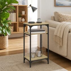 Compact and Durable Brown Side Table with Storage