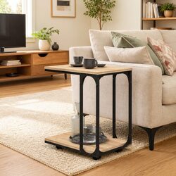 Compact C-Shape Table with Wheels for Easy Use