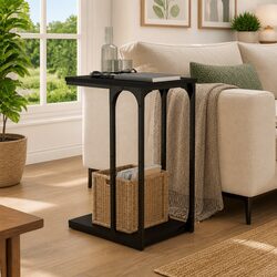 Compact C-Shape Black Table for Living Room Essentials
