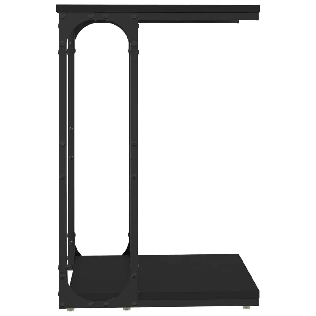 C-Shape End Table Black Engineered Wood Living Room Storage