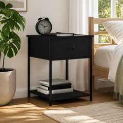 Black Bedside Table with Storage Solutions