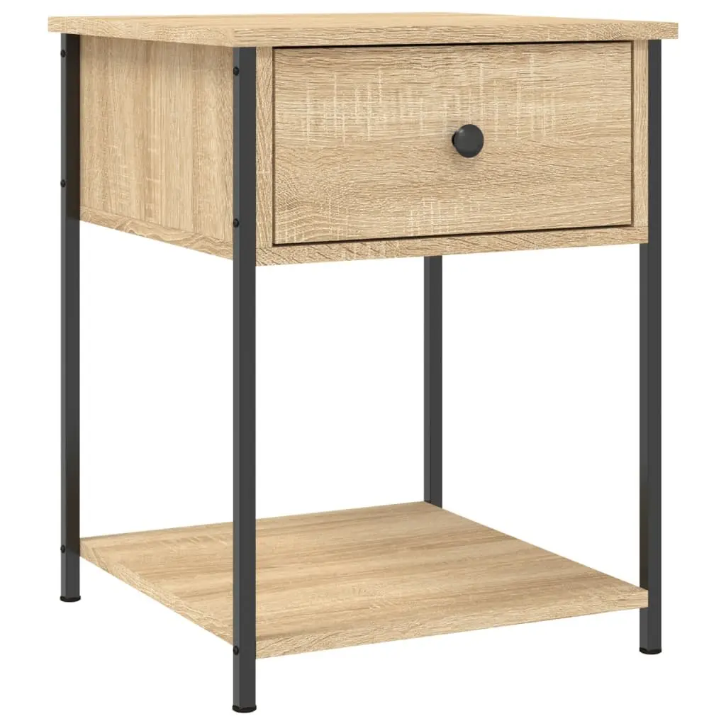Brown Bedside Tables 2 pcs Engineered Wood Storage 44x45x58 cm Metal Frame