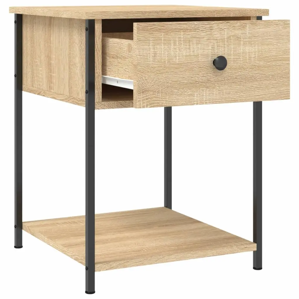 Brown Bedside Tables 2 pcs Engineered Wood Storage 44x45x58 cm Metal Frame