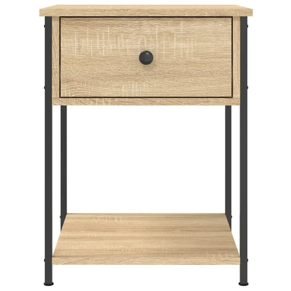 Brown Bedside Tables 2 pcs Engineered Wood Storage 44x45x58 cm Metal Frame