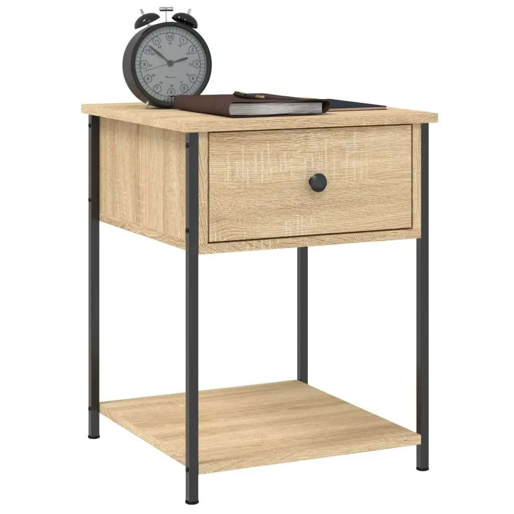 Brown Bedside Tables 2 pcs Engineered Wood Storage 44x45x58 cm Metal Frame