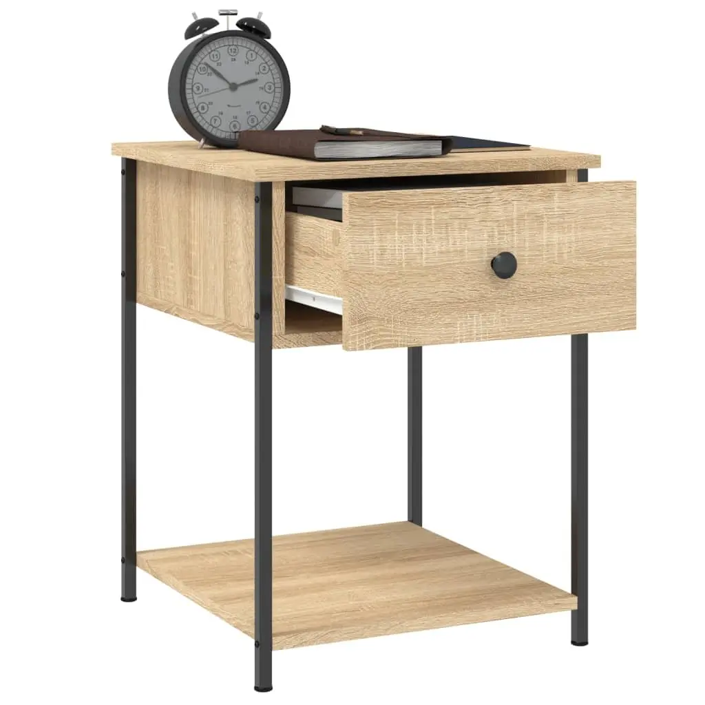 Brown Bedside Tables 2 pcs Engineered Wood Storage 44x45x58 cm Metal Frame