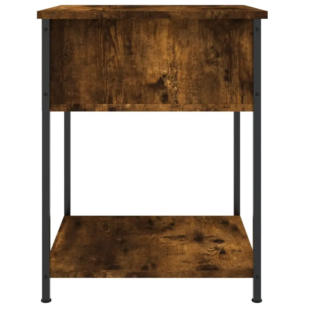 Bedside Table Brown 2 Piece Engineered Wood Storage Side Cabinet