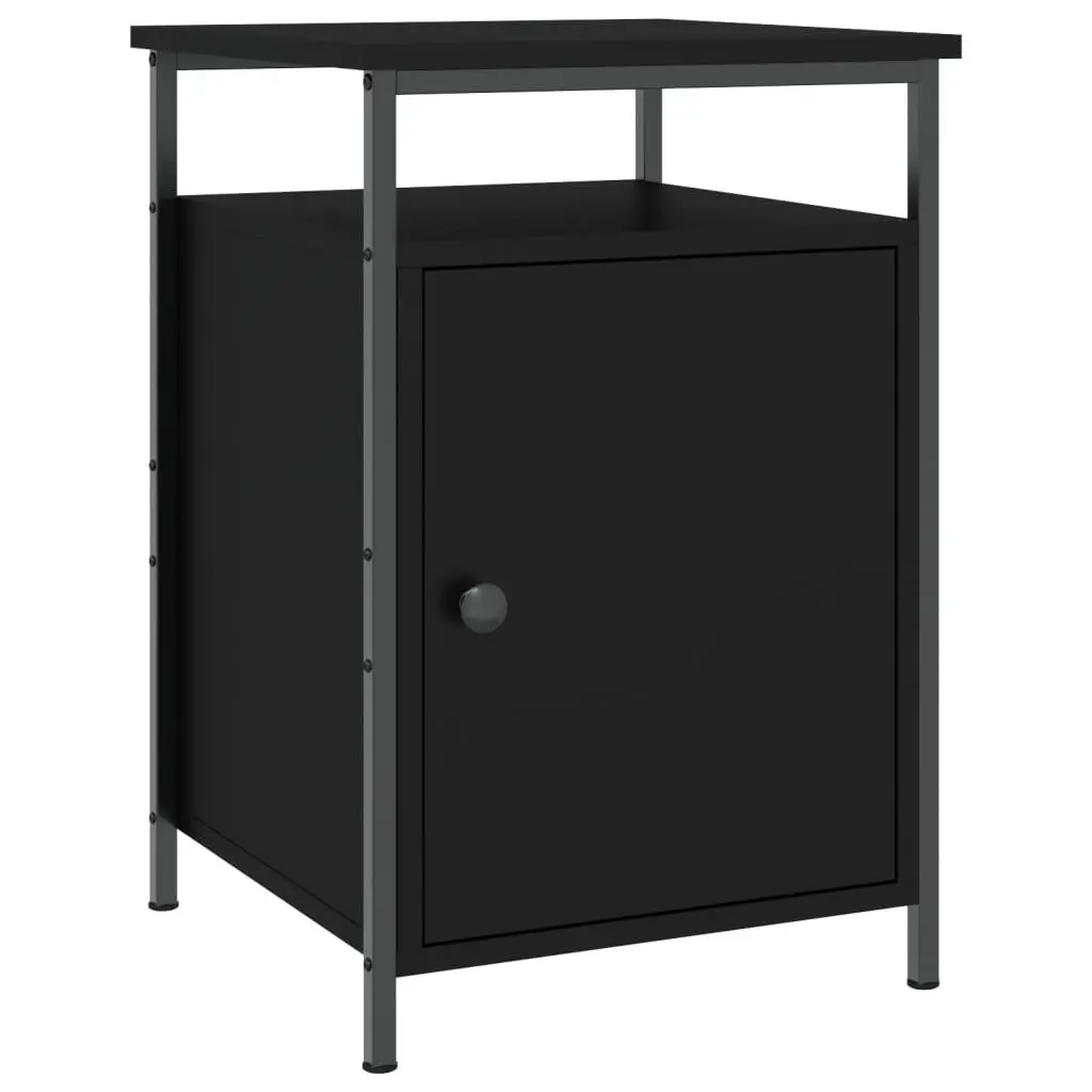 Bedside Cabinet Black 40x42x60cm Storage Table Bedroom Furniture Compact Design