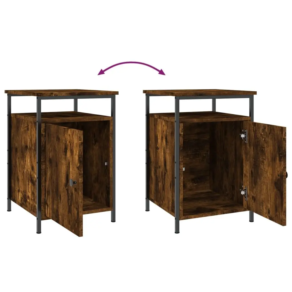 Bedside Cabinets Brown Engineered Wood 2 Piece Storage Nightstand Tables