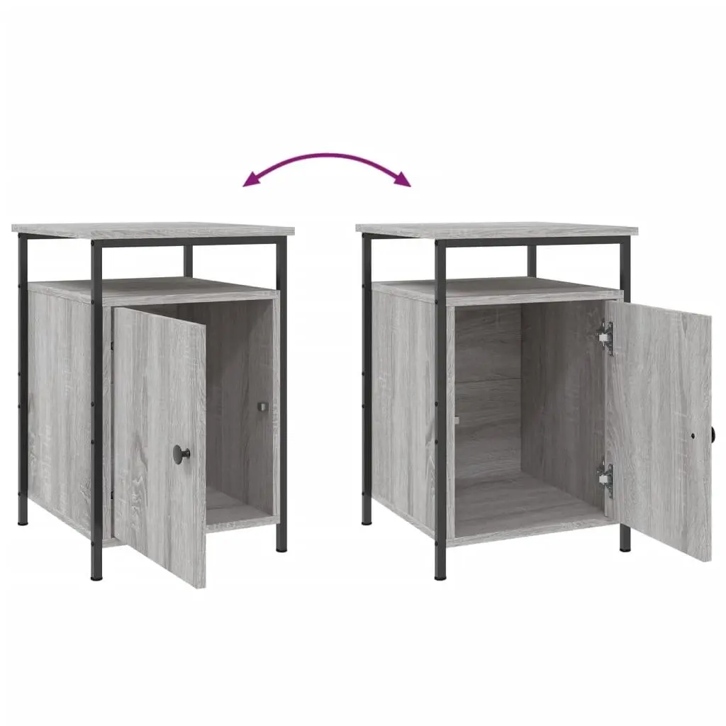 Bedside Cabinet Grey Sonoma 40x42x60 cm Engineered Wood Storage Table Bedroom