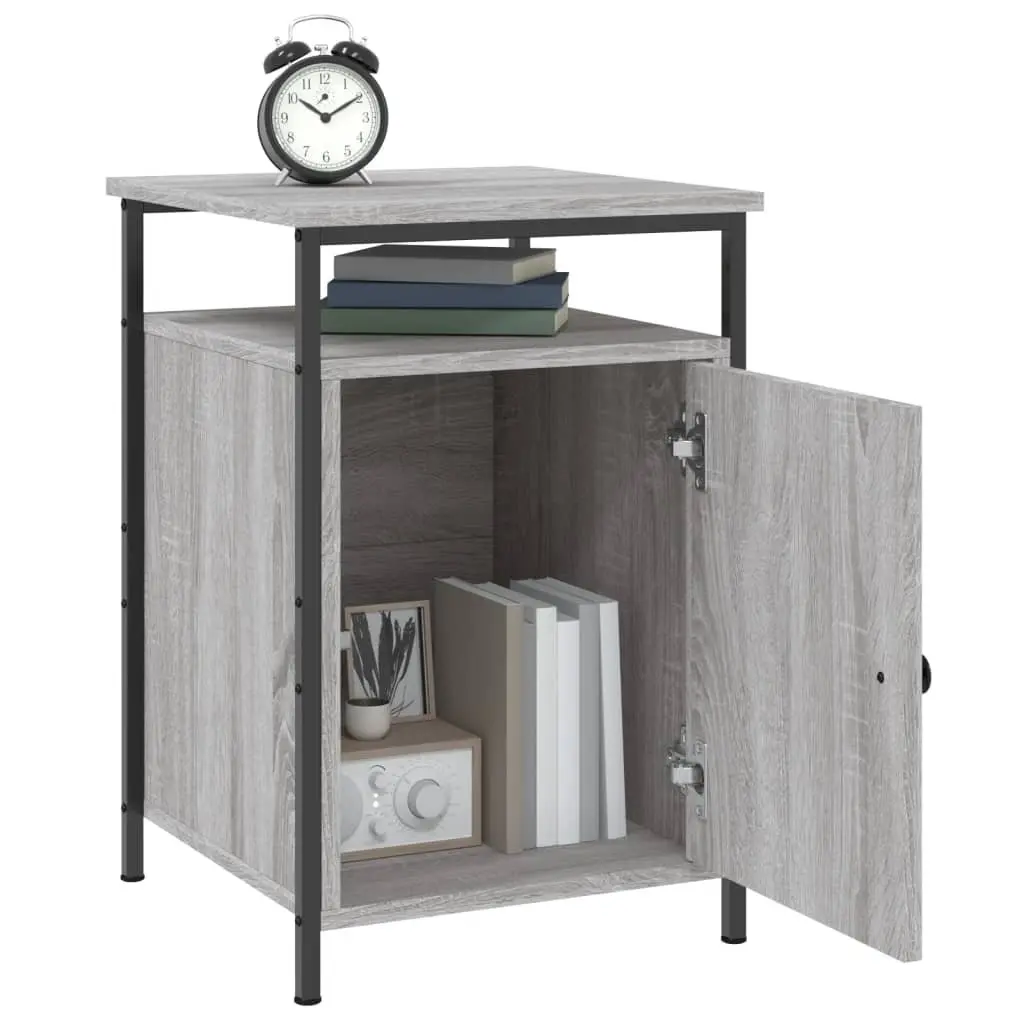 Bedside Cabinets Grey Sonoma Engineered Wood 2 Piece Storage Side Tables Bedroom