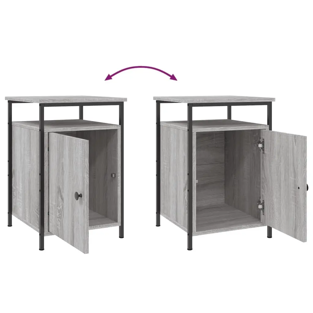 Bedside Cabinets Grey Sonoma Engineered Wood 2 Piece Storage Side Tables Bedroom