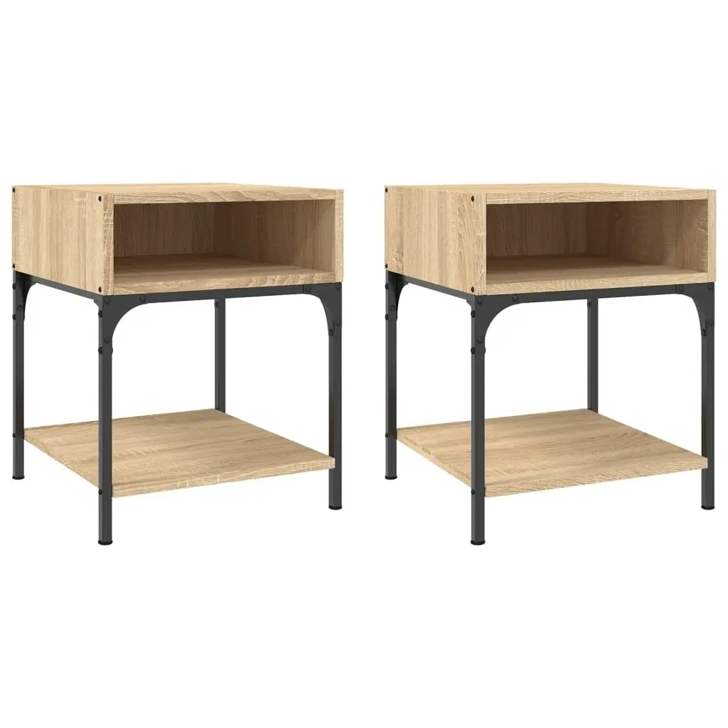 Bedside Tables Brown 40x41x50 cm Engineered Wood Storage Nightstands 2 Piece