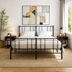 Brown Oak Nightstands with Ample Storage