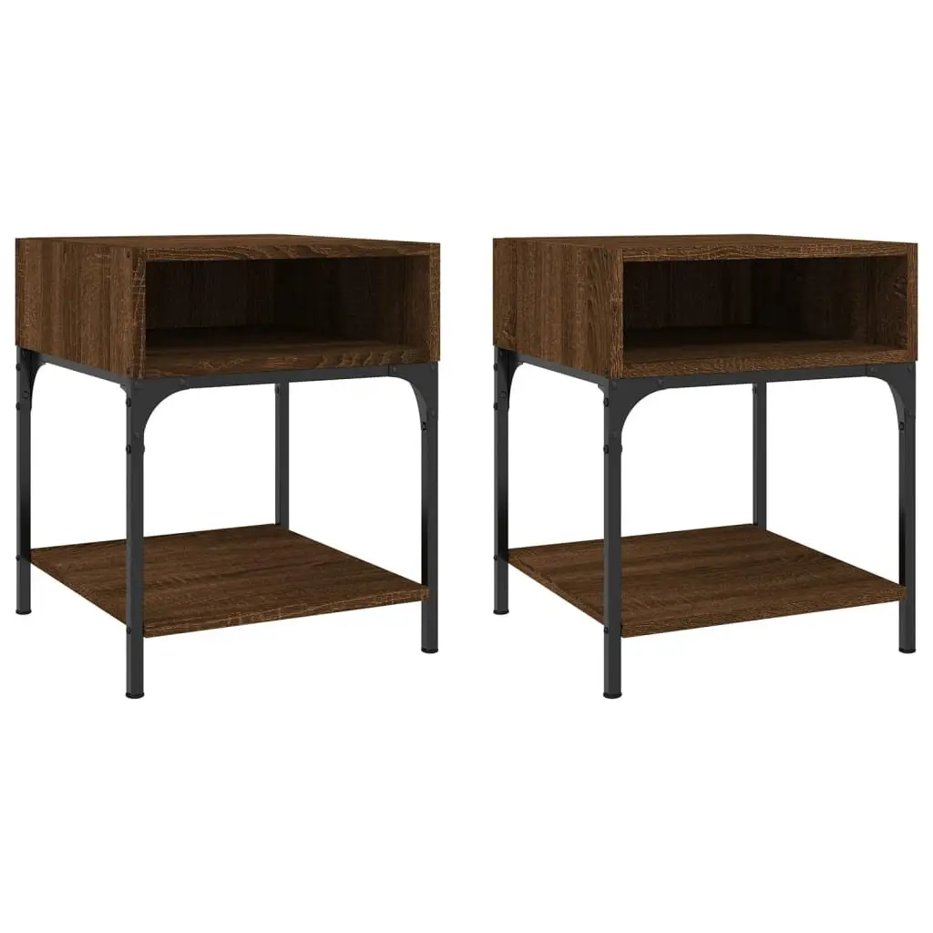 Bedside Tables Brown Oak 40x41x50 cm Storage Cabinet 2 Piece