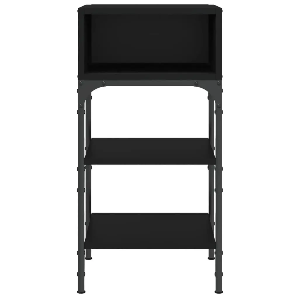 Nightstand Black Engineered Wood 35x34.5x70cm Storage Cabinet with Adjustable Feet and Smooth Surface