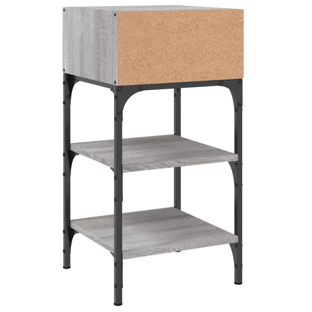 Engineered Wood Nightstands 2 pcs Grey Sonoma 35x34.5x70 cm with Storage Space and Iron Frame