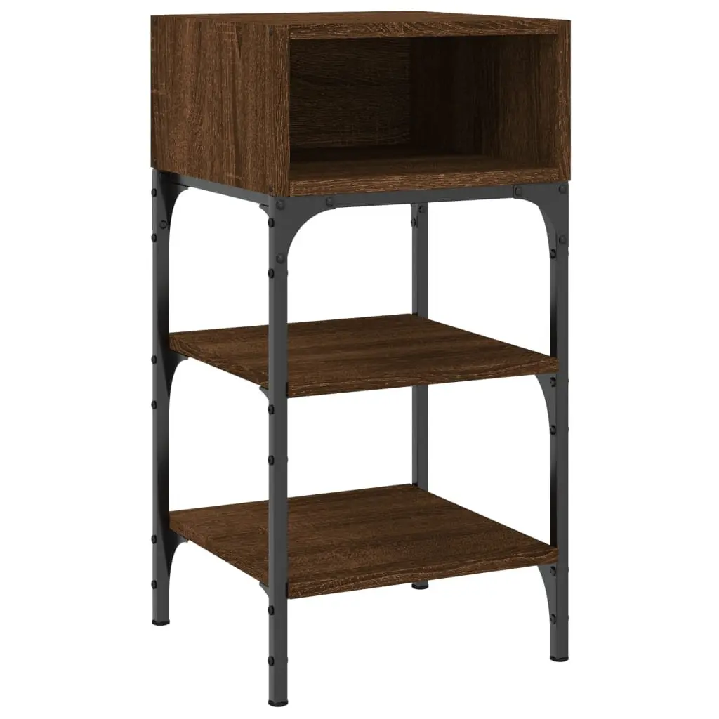 Bedside Tables Brown Oak 35x34.5x70 cm Engineered Wood Storage Display Surface