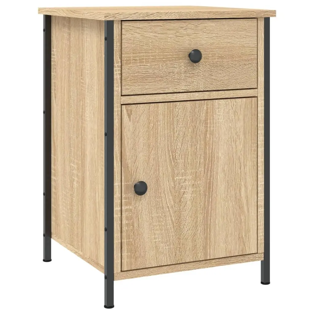 Bedside Cabinet Brown 2 Piece Engineered Wood Storage Organiser