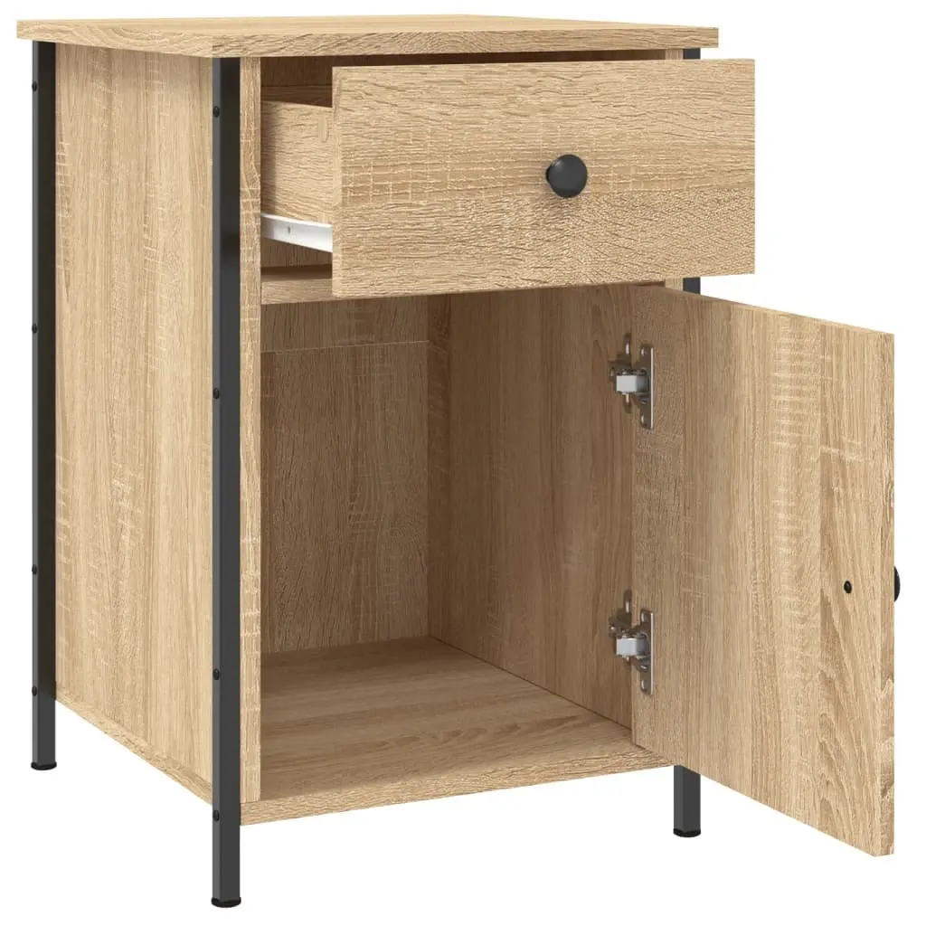 Bedside Cabinet Brown 2 Piece Engineered Wood Storage Organiser