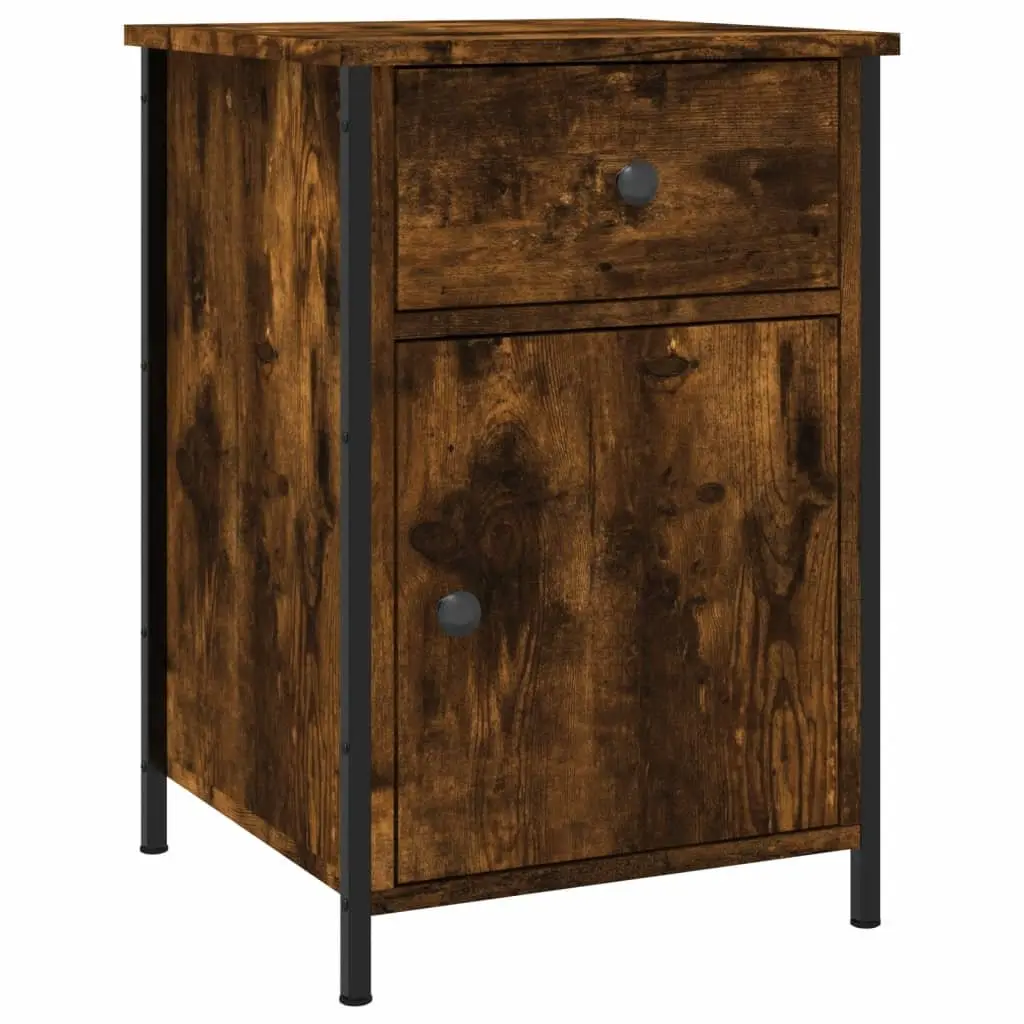Bedside Cabinets Brown 2 Piece Engineered Wood Nightstands Storage Furniture